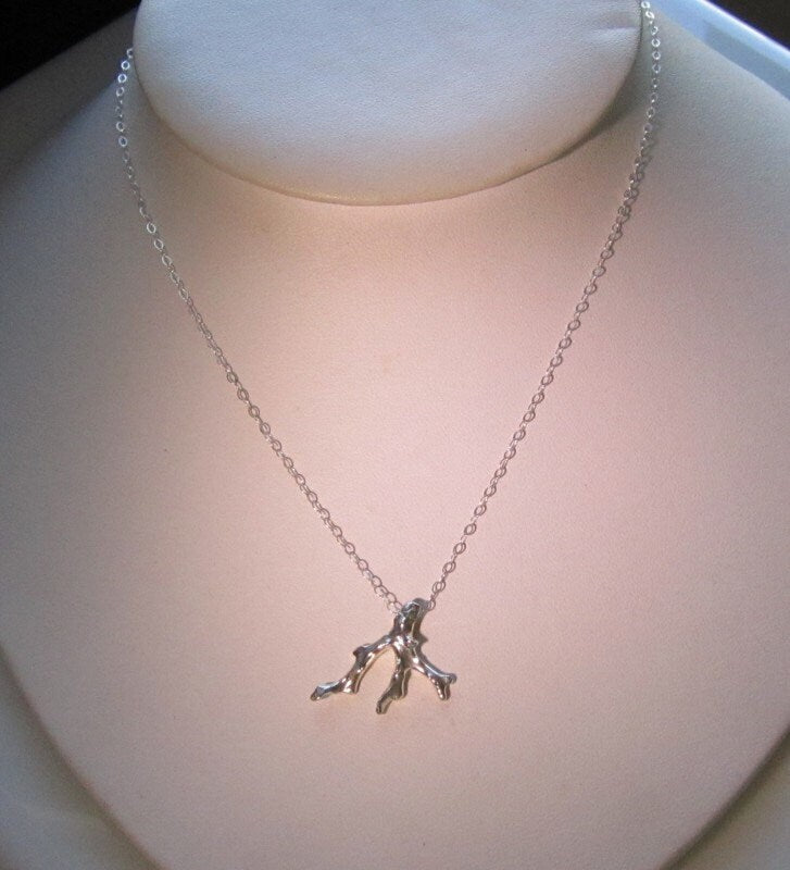 Silver coral branch pendant