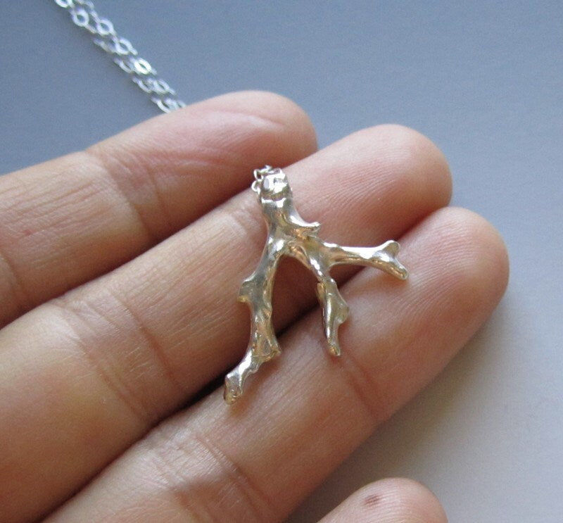 Silver coral branch pendant