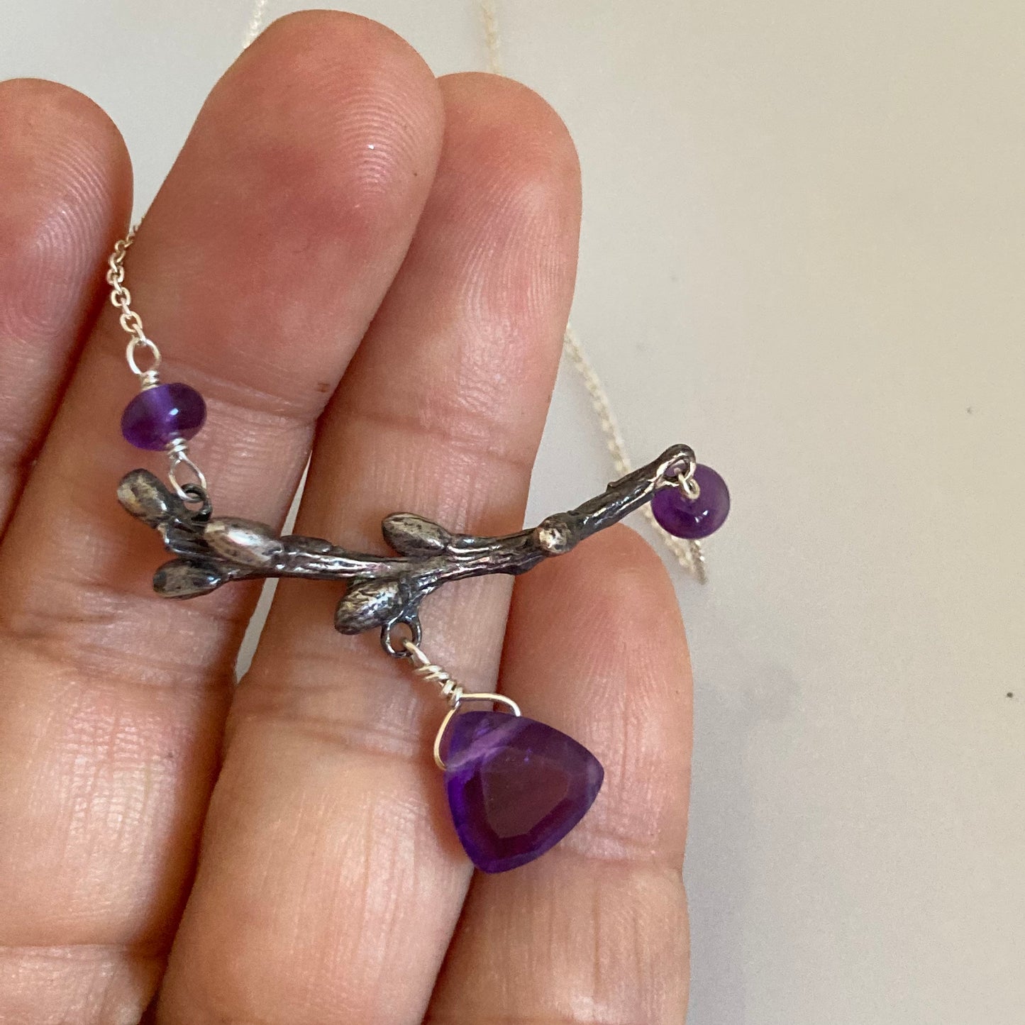 Woodland gem branch pendants