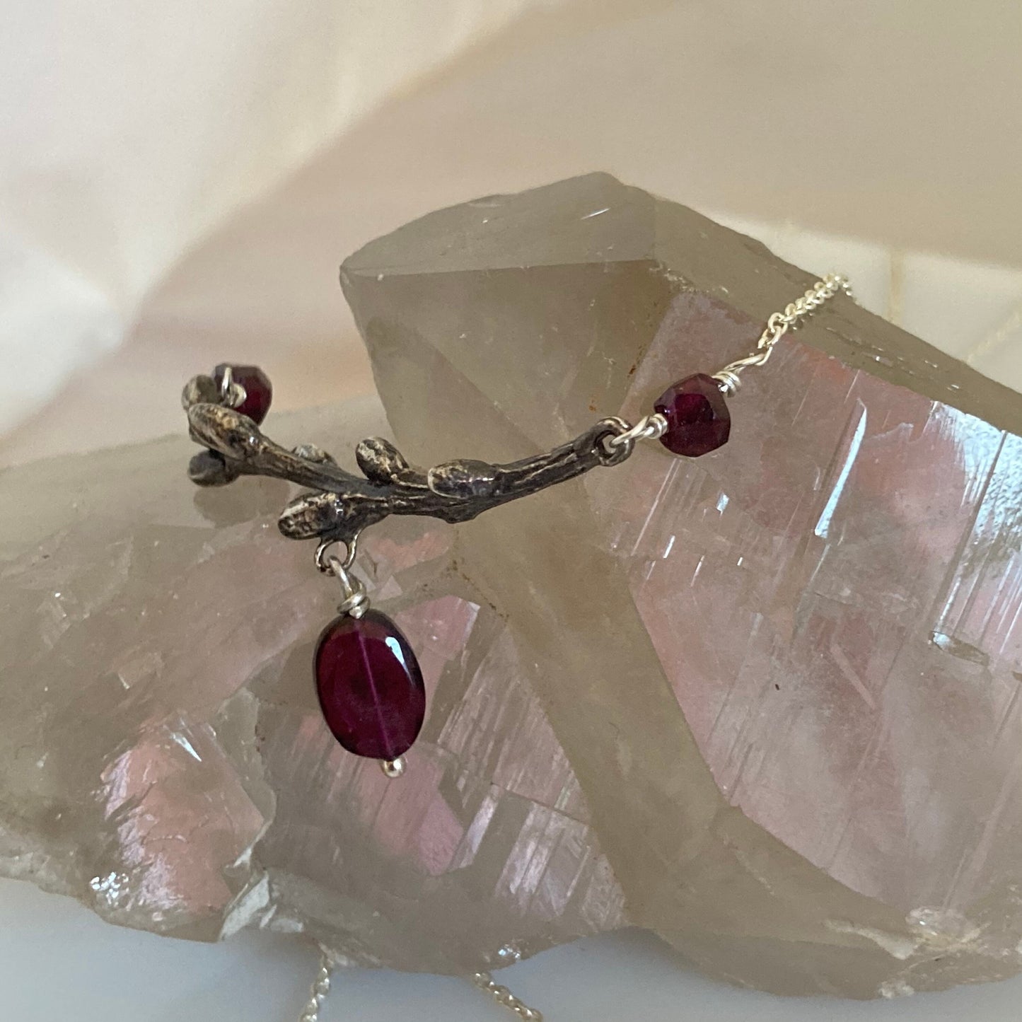 Woodland gem branch pendants