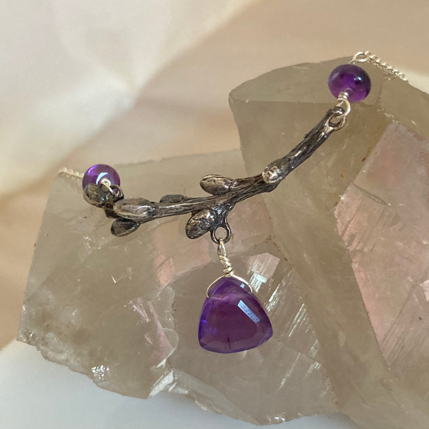 Woodland gem branch pendants