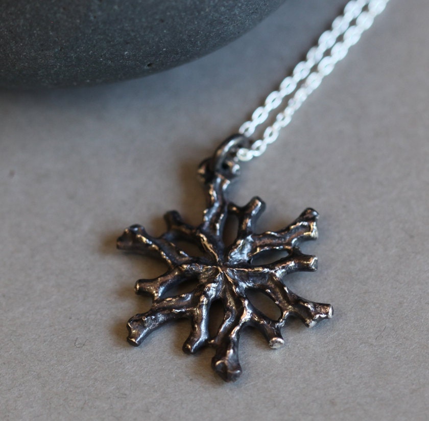 Coral medallion, sterling silver pendant, made to order