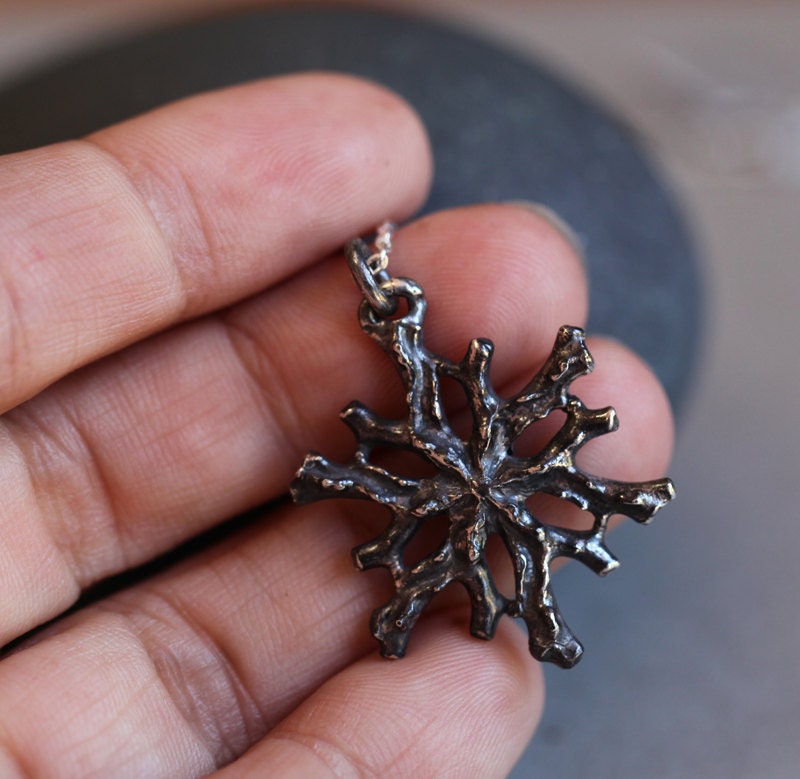 Coral medallion, sterling silver pendant, made to order