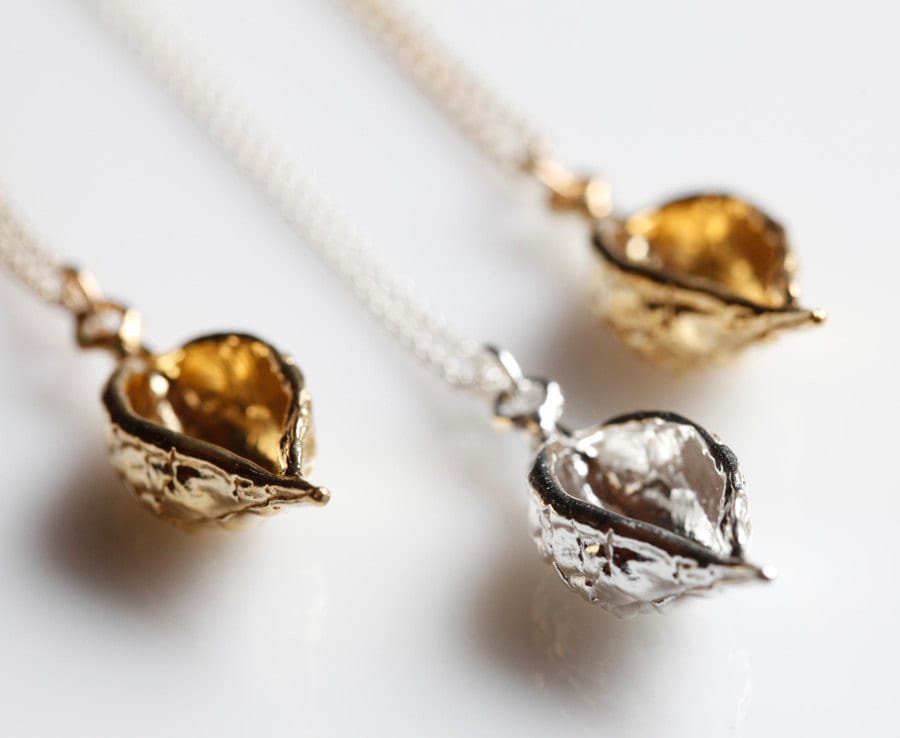 Simple pod pendant, sterling silver or brass necklace, made to order, gravalia pods