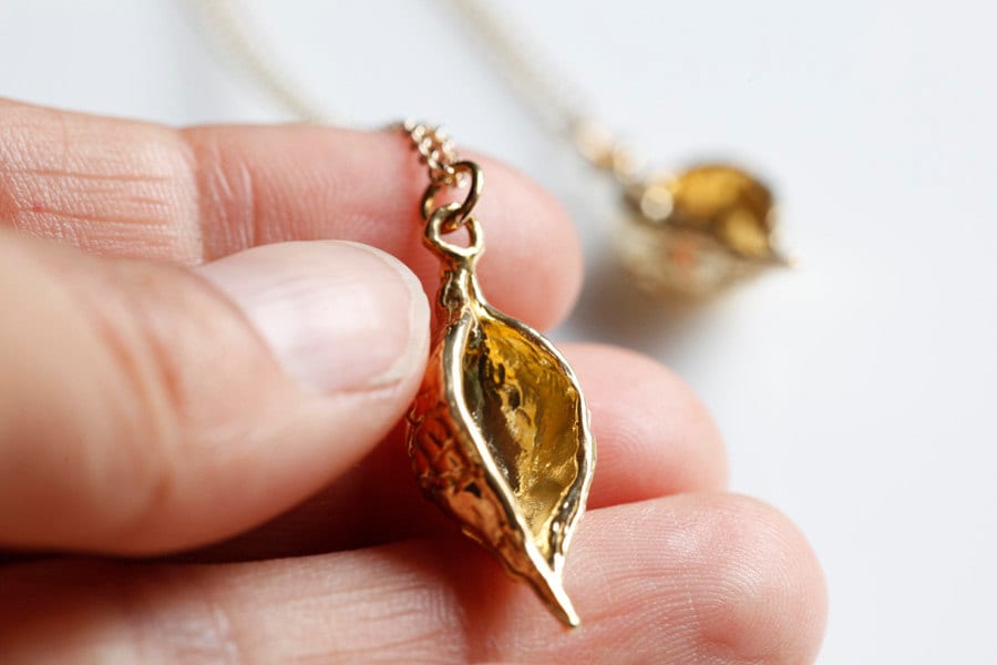 Simple pod pendant, sterling silver or brass necklace, made to order, gravalia pods