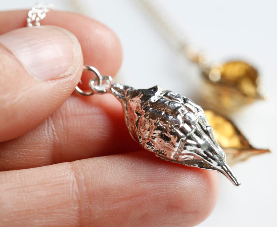 Simple pod pendant, sterling silver or brass necklace, made to order, gravalia pods