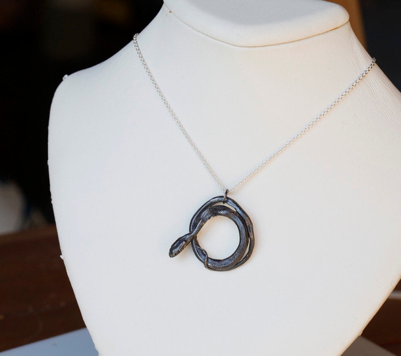 Snake jewelry, Coiled Snake Pendant, Sterling silver serpent necklace