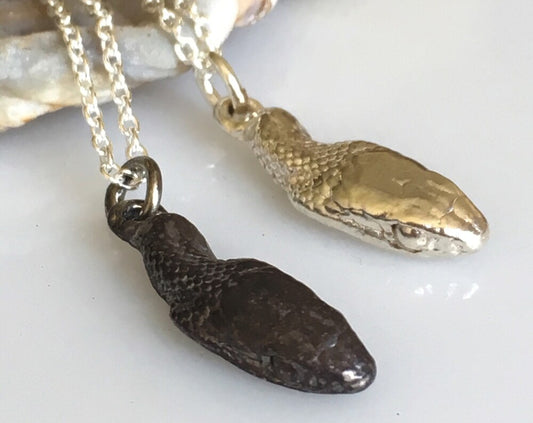 Tiny Snake jewelry, Sterling silver serpent necklace