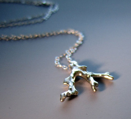 Silver coral branch pendant