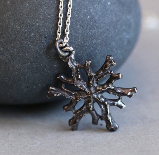Coral medallion, sterling silver pendant, made to order