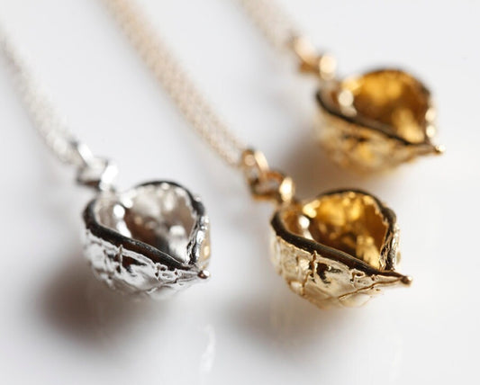 Simple pod pendant, sterling silver or brass necklace, made to order, gravalia pods